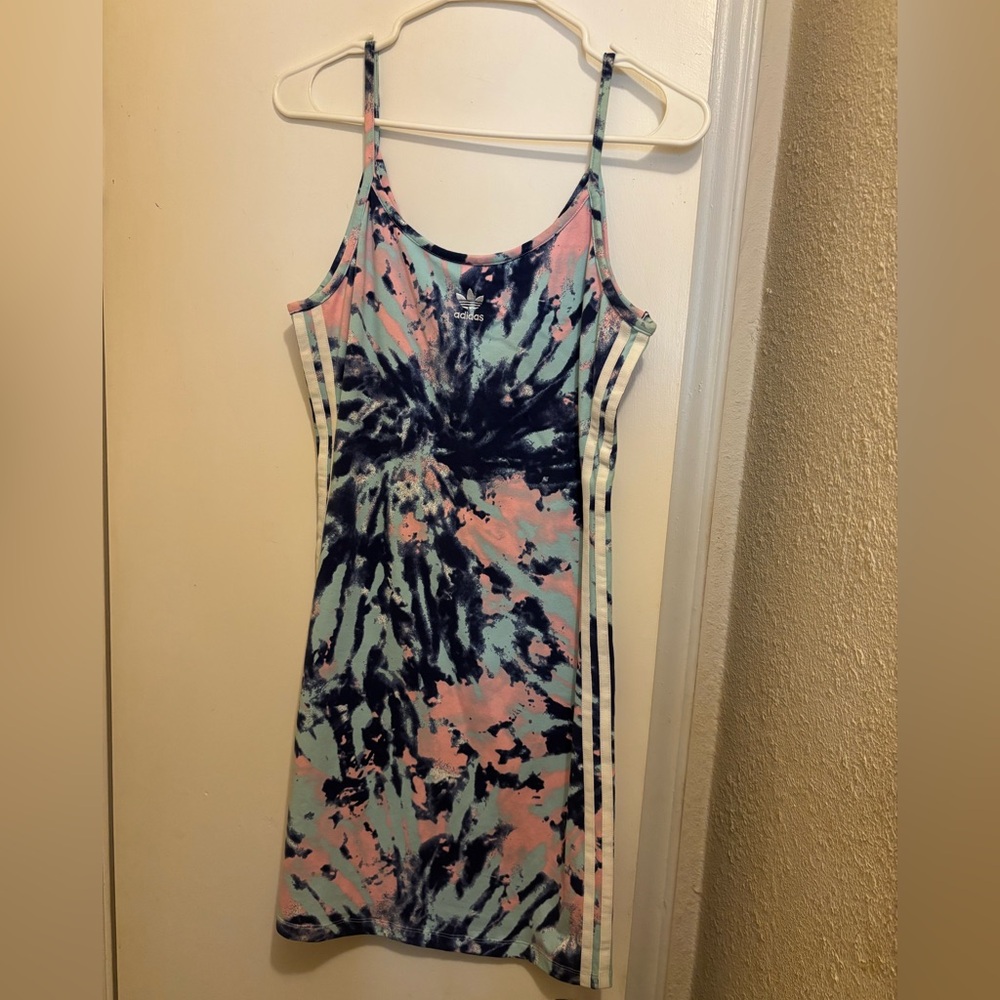 Adidas Tie-Dye Midi Dress - Pink and Blue